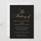 Invitation Mariage de la typographie moderne Black Gold (Devant)