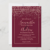 Invitation mariage de la typographie rose en or confetti roug (Devant)