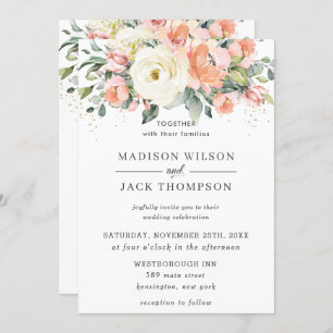 Invitation Mariage de la végétation florale de l'orange d'ivo