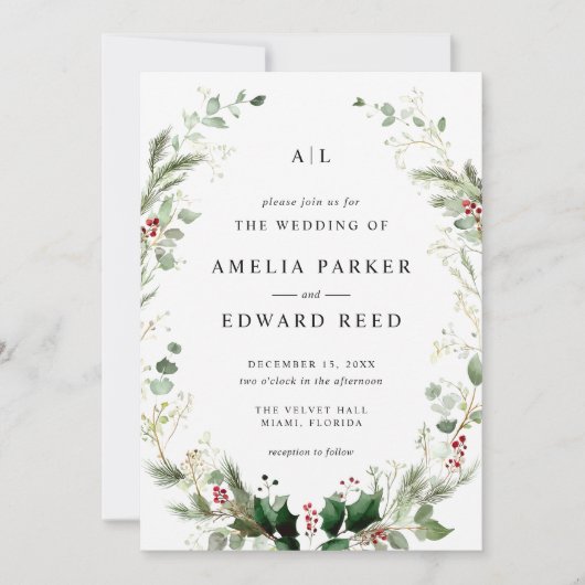 Invitation Mariage de la verdure de Noël (Devant)