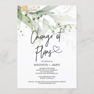 Invitation Mariage de la verdure Notes reportées Changement d