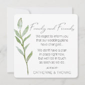 Invitation Mariage de la verdure reporté - Changement de plan (Devant)