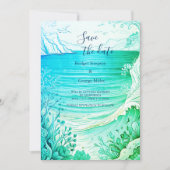 Invitation mariage de la vibe côtière bleue sécurité de la da (Devant)