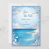 Invitation mariage de la vibe côtière bleue sécurité de la da (Devant)