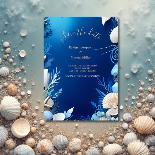Invitation mariage de la vibe côtière bleue sécurité de la da