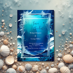 Invitation mariage de la vibe côtière bleue sécurité de la da