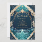 Invitation mariage de la vibe côtière bleue sécurité de la da (Devant)