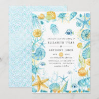 Mariage de la vie marine bleu et jaune