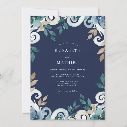 Invitation Mariage de la Vigne Dorée de Minuit (Devant)