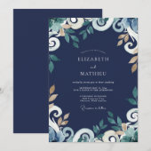 Invitation Mariage de la Vigne Dorée de Minuit (Devant / Derrière)