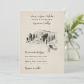 Invitation Mariage de la vinerie italienne à croquis de charb (Debout devant)