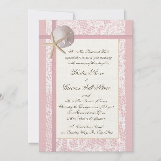 Invitation Mariage de Lace Pink Beach (Devant)