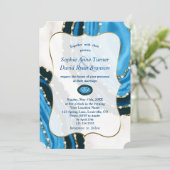 Invitation Mariage de l'agate Pearles de couleur bleu marine (Debout devant)