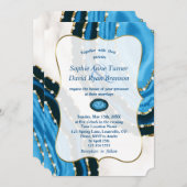 Invitation Mariage de l'agate Pearles de couleur bleu marine (Devant / Derrière)