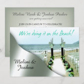 Invitation Mariage de l'Aisle Aqua Grey Silver Beach (Devant / Derrière)