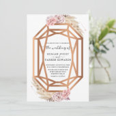 Invitation Mariage de laiton à base de diamant séché à la flo (Debout devant)