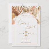 Invitation Mariage de laiton Rustique Boho Pampas (Devant)