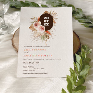 Invitation Mariage de laiton Rustique Boho Pampas