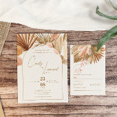 Invitation Mariage de laiton Rustique Boho Pampas
