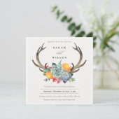 INVITATION MARIAGE DE L'ALLURE FLORALE SUCCULTE ANTLER BOHEMI (Debout devant)