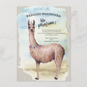 Invitation Mariage de Lama Drôle Reporté Date Aquarelle