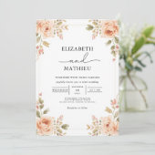 Invitation Mariage de l'angle floral de pêche souple (Debout devant)