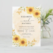 Invitation Mariage de l'angle floral jaune soleil (Debout devant)