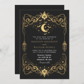 Invitation Mariage de lanterne de chauves-souris gothiques de (Devant / Derrière)