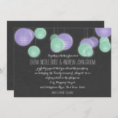 Invitation Mariage de lanternes en papier violet (Devant / Derrière)