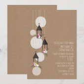 Invitation Mariage de lanternes florales inspirées par Cardst (Devant / Derrière)