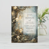 Invitation Mariage de lanternes pendantes de champignons de f (Debout devant)