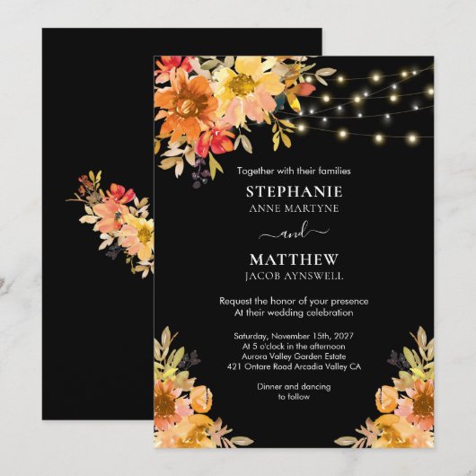 Invitation Mariage de l'aquarelle d'automne (Devant / Derrière)