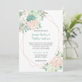 Invitation Mariage de l'aquarelle moderne Mint and Blush| (Debout devant)