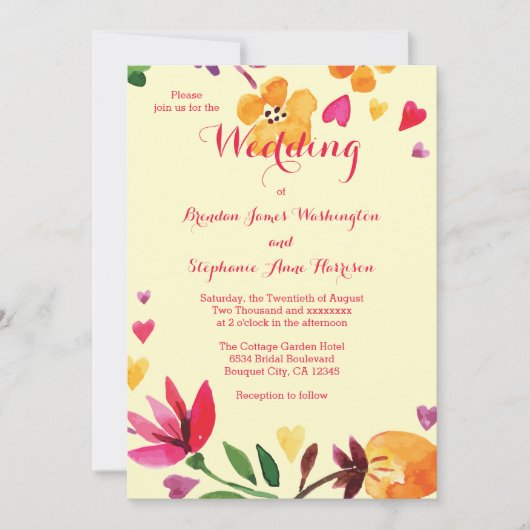 Invitation Mariage de l'aquarelle tropicale (Devant)