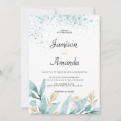 Invitation Mariage de l'aquarelle verte de la menthe (Devant)