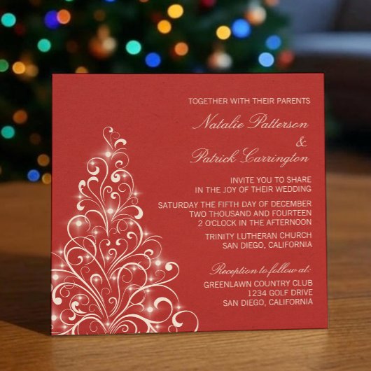 Invitation Mariage de l'arbre de Noël, rouge