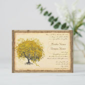 Invitation Mariage de l'arbre du coeur jaune rustique et roma (Debout devant)
