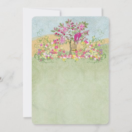 Invitation Mariage de l'arbre Inséparables de fleurs rose vie (Dos)