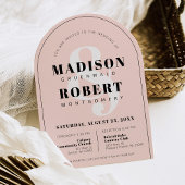 Invitation Mariage de l'arc photo noir et blanc rose