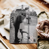 Invitation Mariage de l'arc photo noir et blanc rose