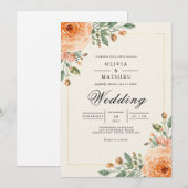Invitation Mariage de l'arche de fleurs d'oranger subtiles (Devant / Derrière)