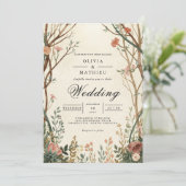 Invitation Mariage de l'arche en fleurs de bois rustique (Debout devant)