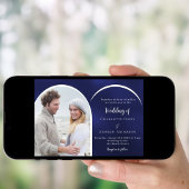 Invitation Mariage de l'arche photo bleu marine