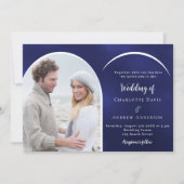 Invitation Mariage de l'arche photo bleu marine (Devant)