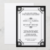 Invitation mariage de l'art déco géométrique noir de l'ère ja (Devant / Derrière)