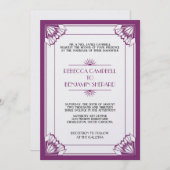 Invitation mariage de l'art déco géométrique violet de l'âge  (Devant / Derrière)