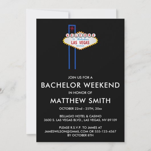 Invitation Mariage de Las Vegas Bachelor Party (Devant)