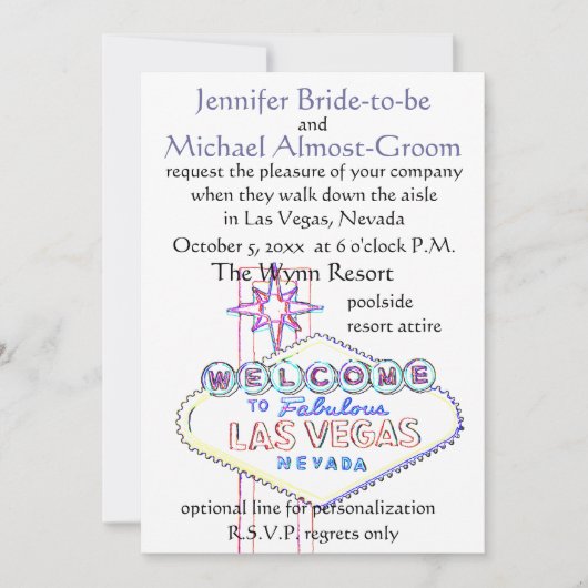 Invitation Mariage de Las Vegas : descendre l'allée (Devant)