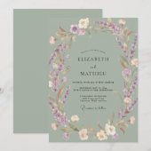 Invitation Mariage de Laurier Lumineux Sage (Devant / Derrière)