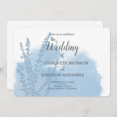 Invitation Mariage de lavage bleu céleste à l'aquarelle botan (Devant / Derrière)